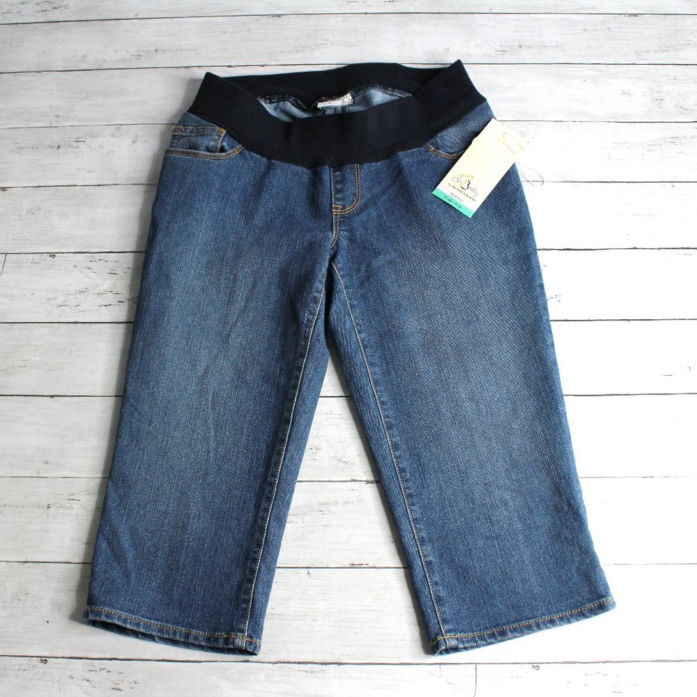 Oh Baby Denim Blue Jean Maternity Capri Pants Women's Size S